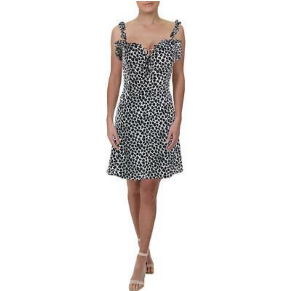 AQUA leopard print ruffled dress NWT